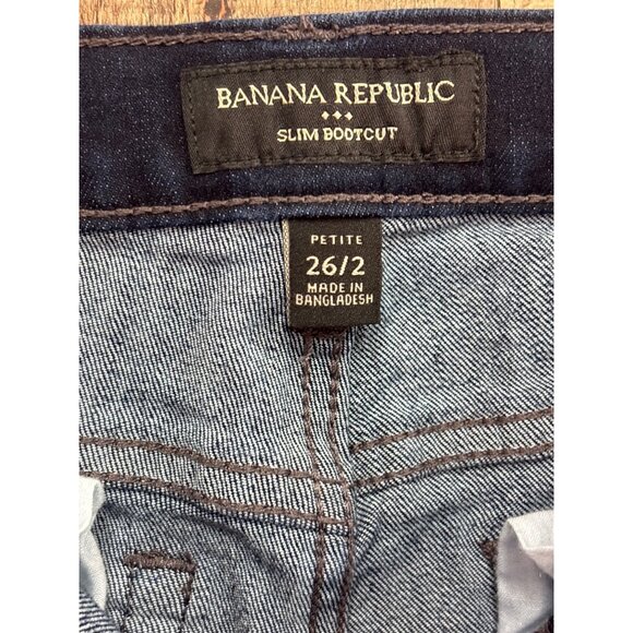 Banana Republic Slim Bootcut Jeans Petite 26/2 Dark Wash Cotton/Polyester/Spande - Picture 3 of 6